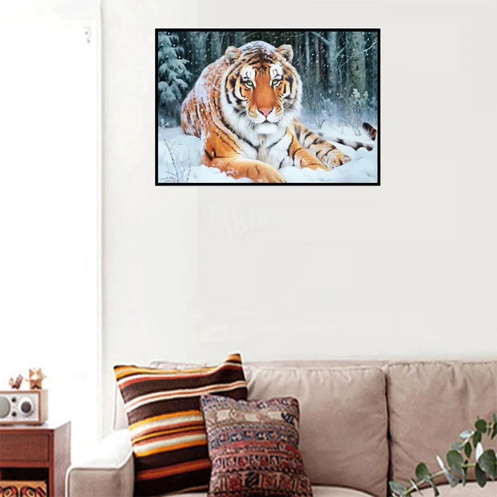 Алмазная 5D картина сделай сам животное снег тигр фотомозаика украшение для дома