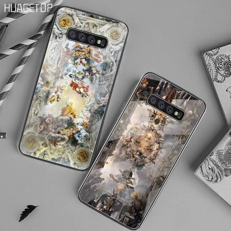 

HUAGETOP Renaissance art Painting coque Luxury Phone Case Tempered Glass For Samsung S20 Plus S7 S8 S9 S10 Plus Note 8 9 10 Plus