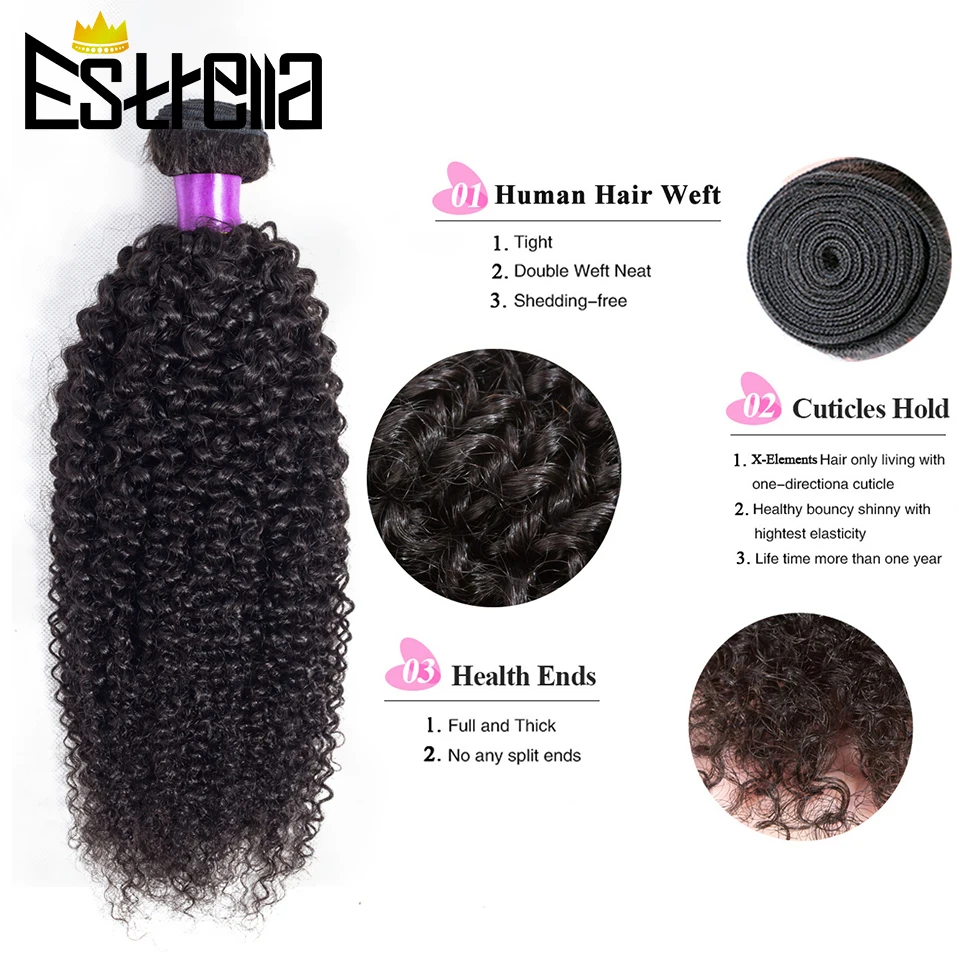 Estrella 100% человеческие волосы пряди кудрявые вьющиеся Remy бирманские 8-26 дюймов