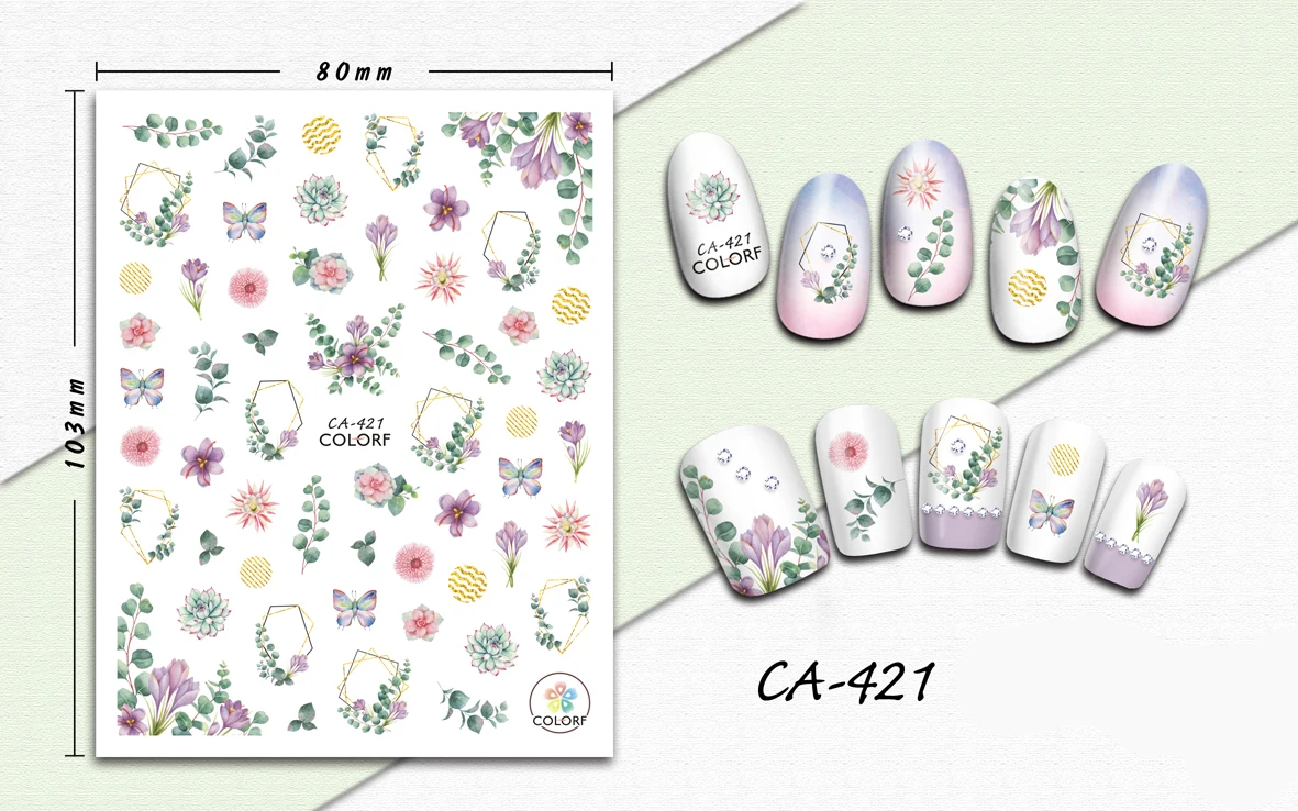 

3D Nail Sticker Pink Flowers Line Design Stickers for Nails Manicure Sticker Decals Decoration Nail Art Sticker Accessories