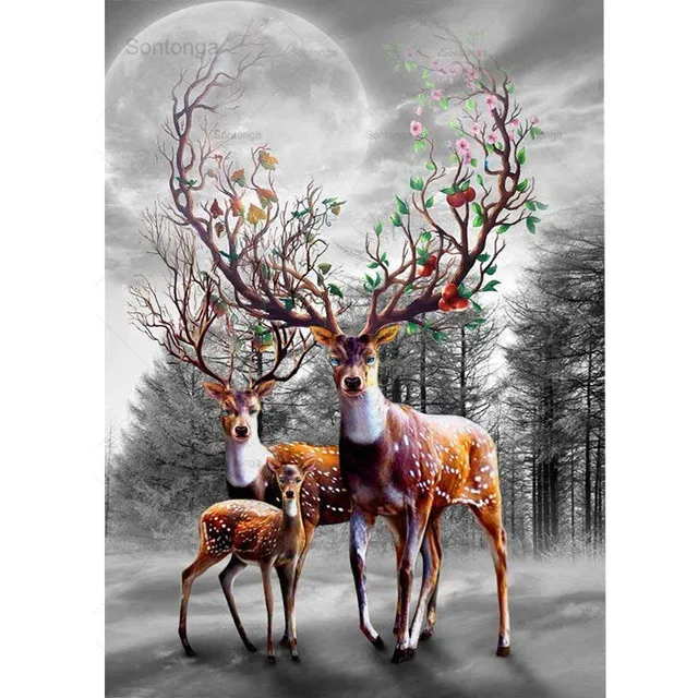 

Sontonga Full Square/round Drill 5D Diy Diamond Painting "animal Deer" 3D Diamond Embroidery Cross Stitch Home Decor Gift
