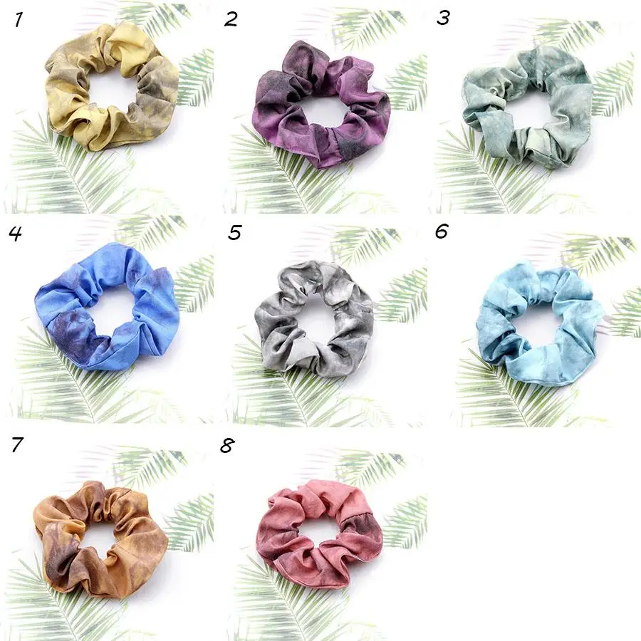 

5pcs/set Hair Scrunchies Gradient Tie Dye Hair Band Girls denim Large Intestine Ponytail Holder Hairbands Girls Hair Accessories
