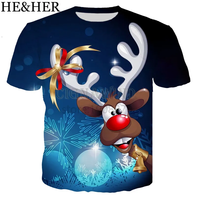 1 New arrive popular merry christmas t shirt men women 3D print fashion cool hip hop tshirt streetwear casual summer tops - Цвет: 1