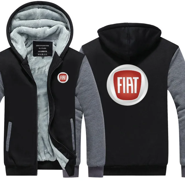 

2020 men Hoodies winter Thicken male for FIAT Sweatshirts for men Winter hoodies zipper Coat S