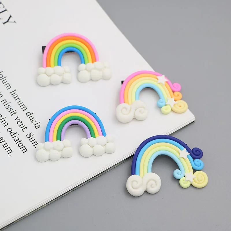 Полимерная глина заколки для девочек мультфильм леденец Радуга Конфеты Diy волос