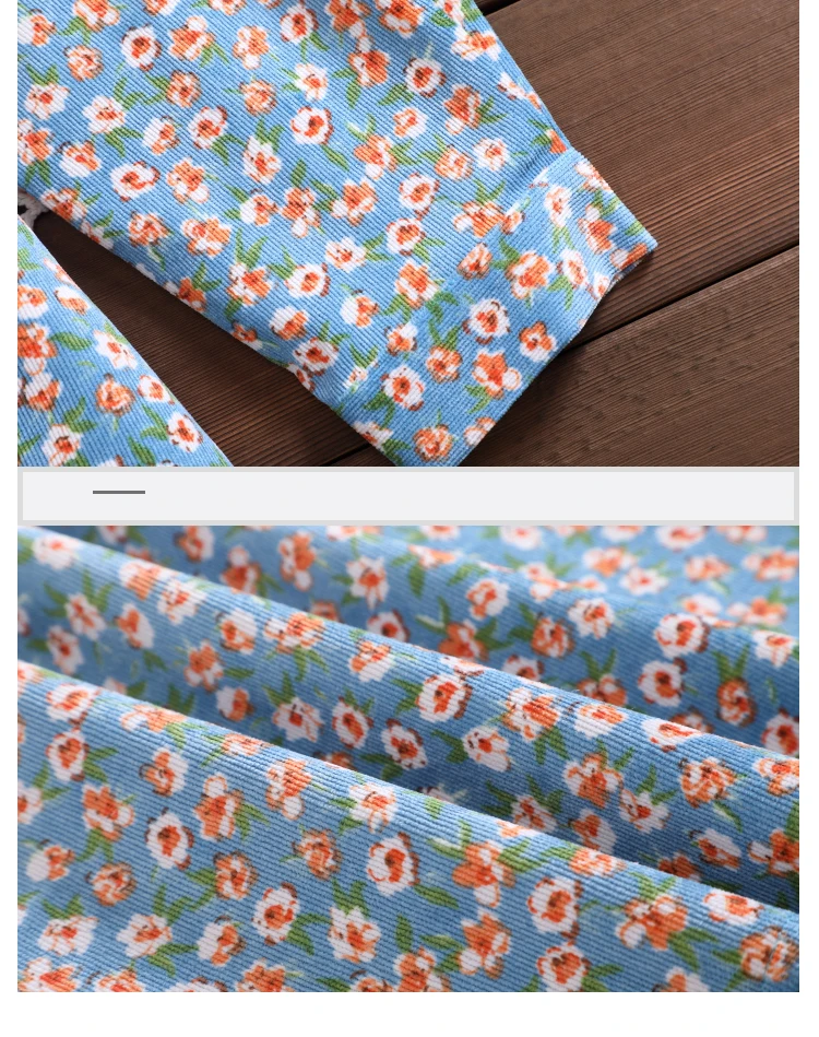 

Japanese Mori Girl Spring Fall Women Long Dress Peter Pan Collar Apricot Blue Floral Vestidos Longo Elegant Corduroy Sweet Dress