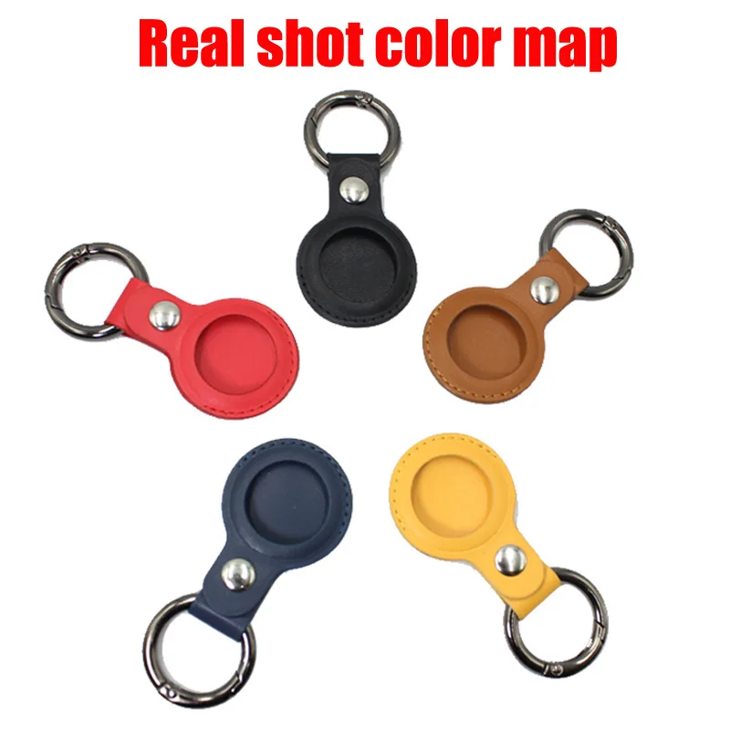 

For Apple Airtags Pu Leather Protective Case With Key Ring Anti-scratch Portable Location Tracker Protector Cover For Air Tags