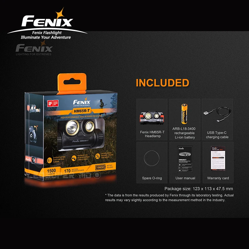 1500 Lumens Fenix HM65R-T Dual Lights Rechargeable Trail Running Headlamp with 3400mAh Li-ion Battery images - 6