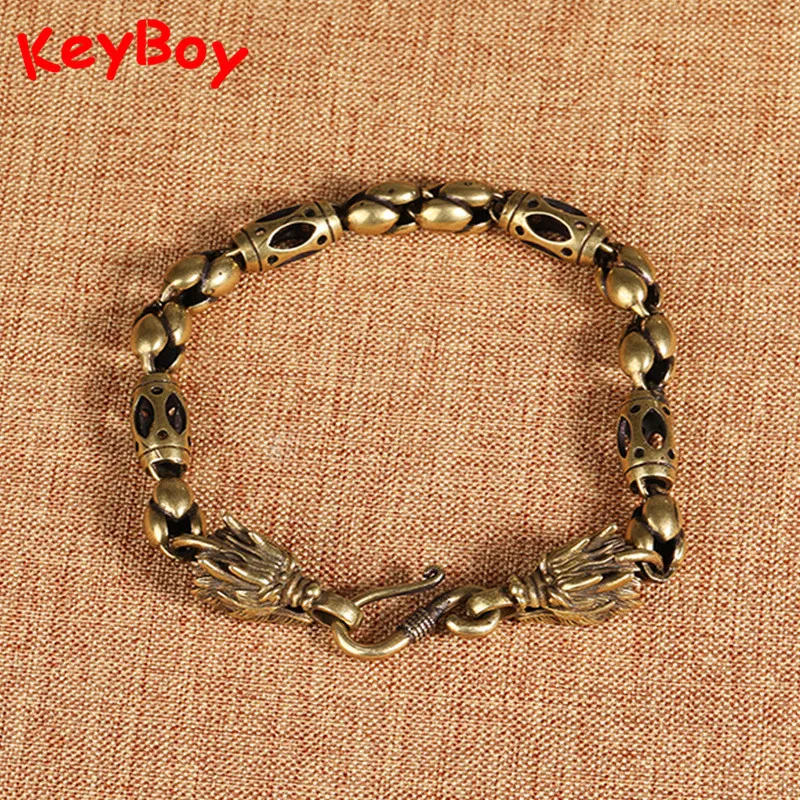Винтажный латунный браслет с головой дракона в стиле панк хип-хоп Ювелирное