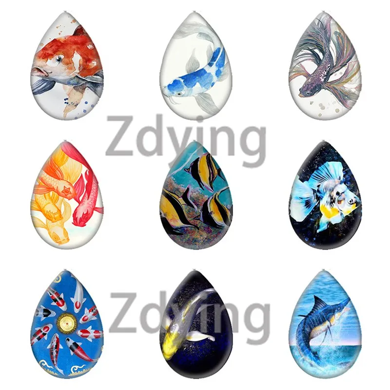 Цветной кабошон для фотосъемки с рисунком морской рыбы|Ювелирная фурнитура и