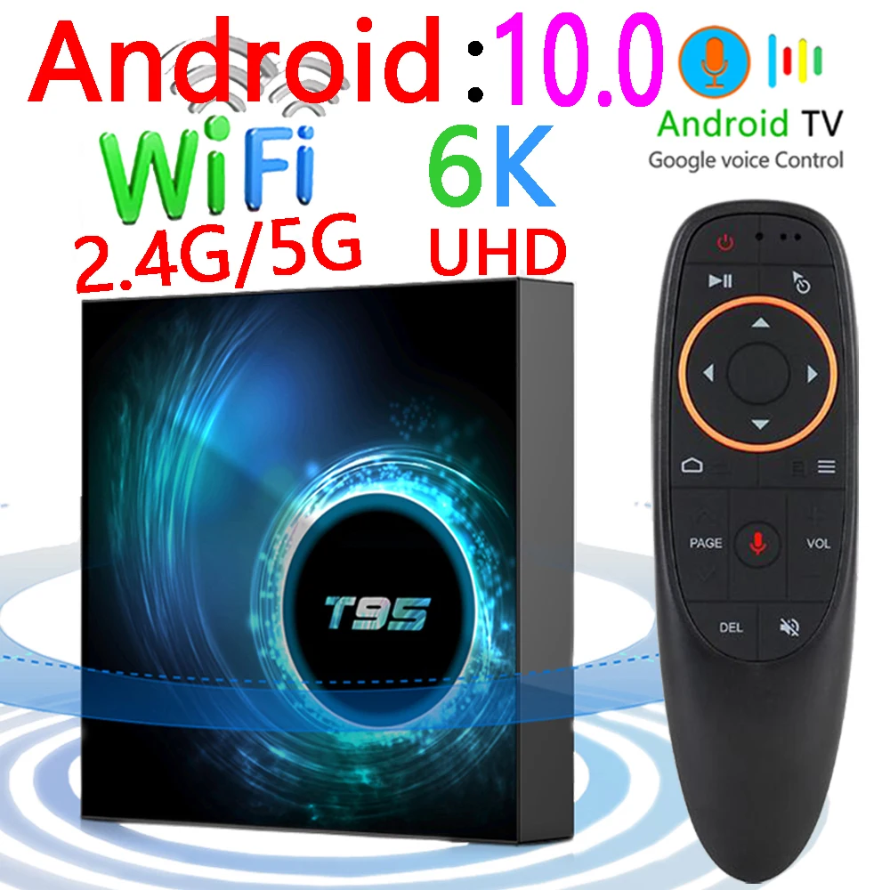 

2021 Latest T95 Smart Tv Box Android 10 6k 2.4g & 5g Wifi Bluetooth 128g 6k 16g 32gb 64gb 4k Quad Core Set-Top Box Media Player