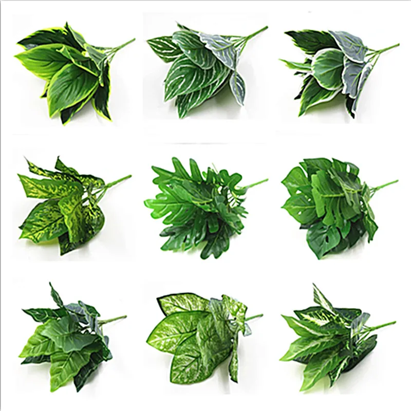 7 шт поддельные зеленые растения (9 стеблей/связка) Имитация настоящий сенсорный