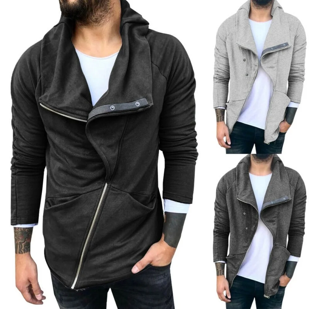 

Men's Solid Long Sleeve Hooded Coat Zipper Hoodie Pocket Casual Jacket Outwear