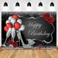 laeacco happy birthday background silver balloon rose diamond high heels custom photo photography backdrop for photo studio