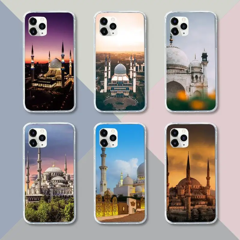 

Muslim Mosque Landmark Phone Case Transparent soft For iphone 12 11 13 7 8 6 s plus x xs xr pro max mini