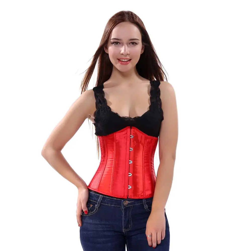 Сексуальная Готическая атласная Корсет для уменьшения талии похудения Бурлеск
