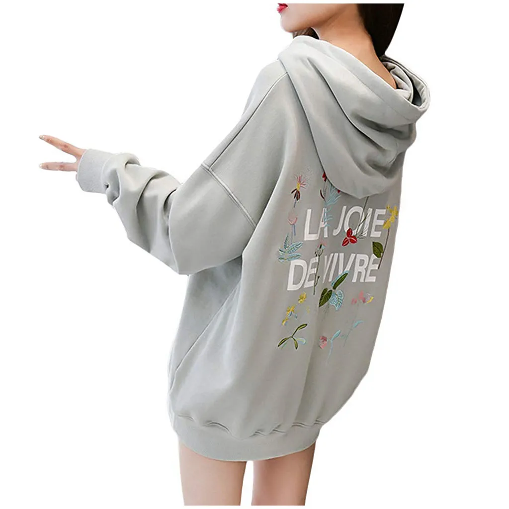 Женская толстовка с капюшоном и карманом сзади осенне зимний пуловер длинным