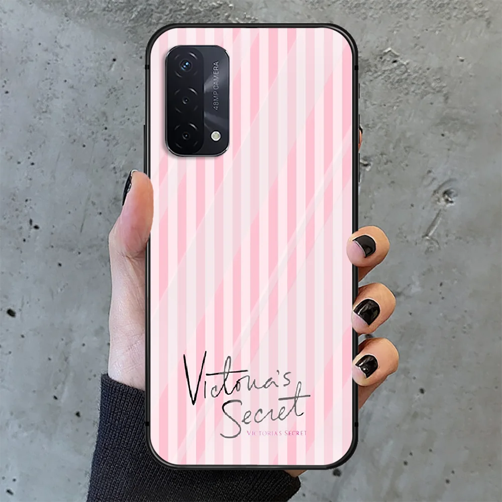 

Fashion pink Victoria Phone Tempered Glass Case Cover For oppo realme find a x c xt gt 2 53 3 6 7 50 11 i Pro 5g Etui Bumper