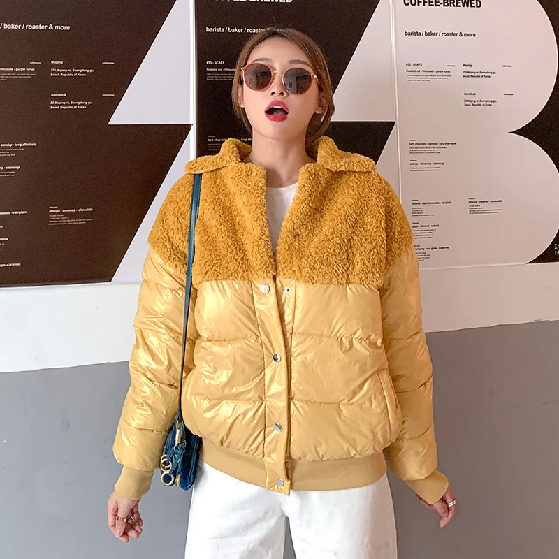 Спортивная зимняя куртка Женская парка пуховое хлопковое пальто с мехом размер