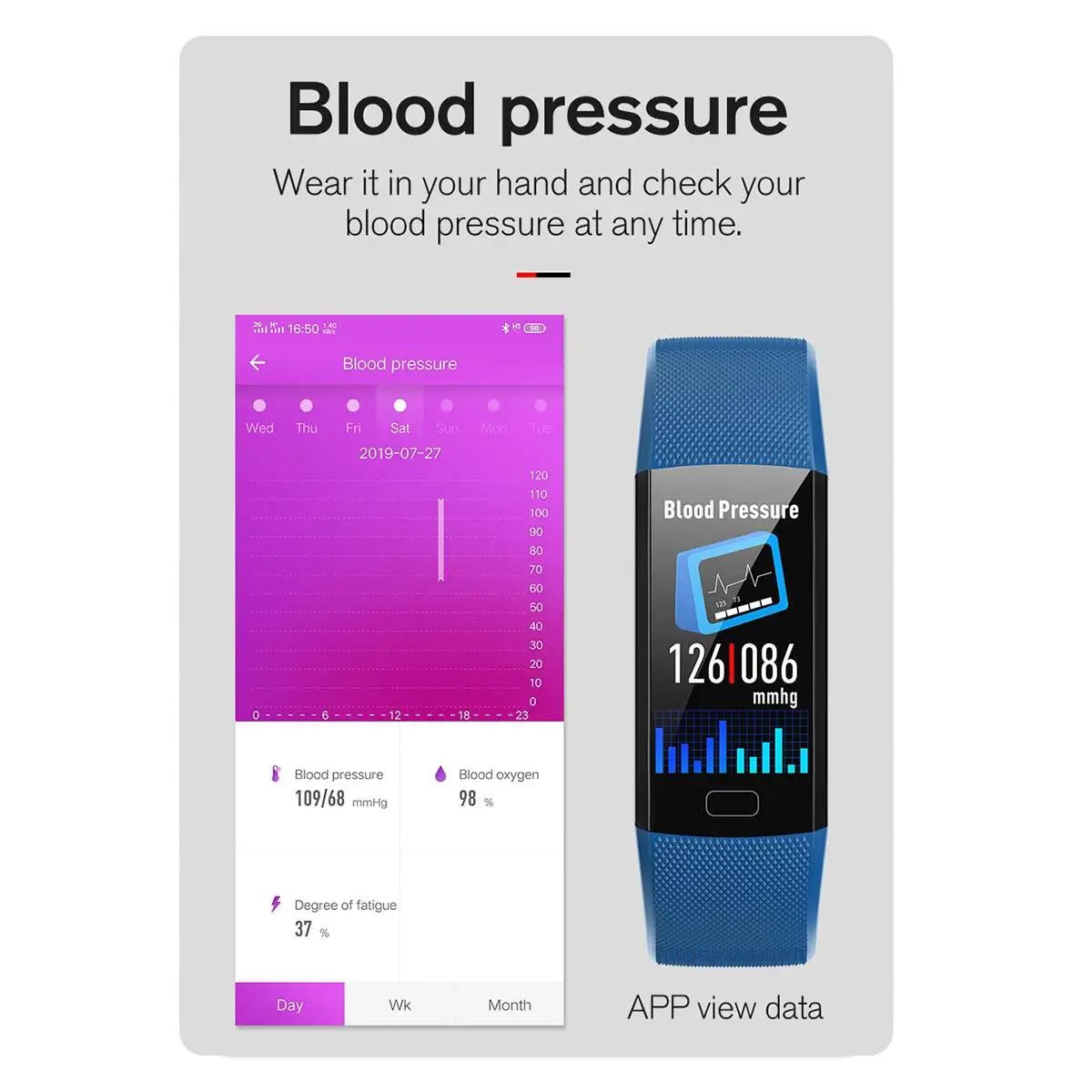 1 14 дюймов Смарт браслет шагомер пульсометр Монитор артериального давления