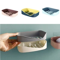 10pcslot soap dishes drain wall mounted soap sponge holder double layer storage rack bathroom organizer holder hanging soap box