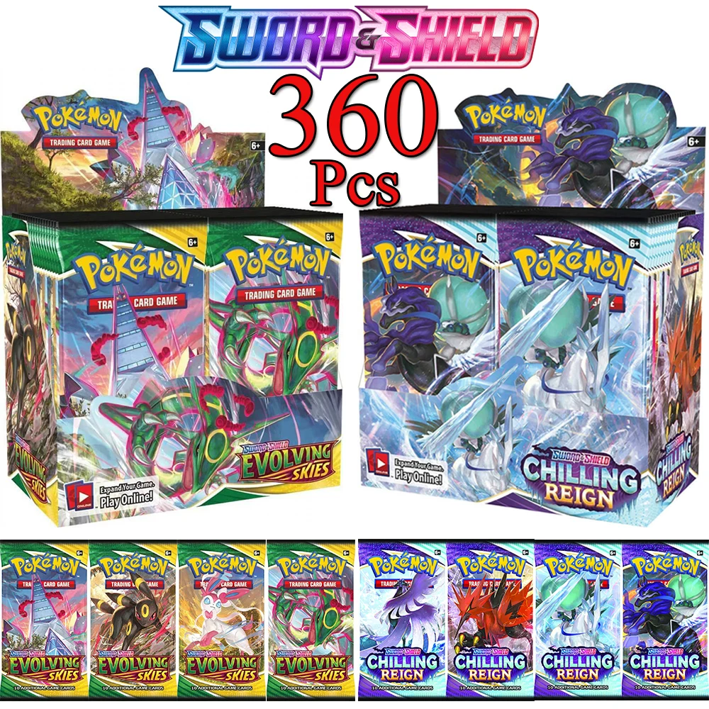 Caja de cartas de Pokemon versi&oacute;n francesa, 360 Uds., TCG:Sword & Shield enfriing Republic Booster, juego de cartas en evoluci&oacute;n-0