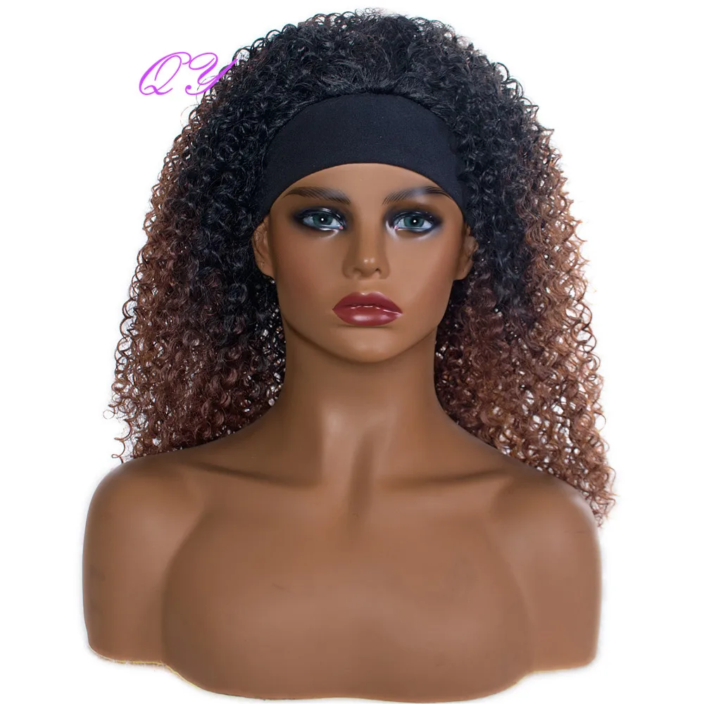 Marrom para Mulheres Qy-peruca Afro Feminina Cabelo Sintético Encaracolado Cor Preta Ombré Africanas Uso Diário 4 preta, ombré, marrom, para mulheres africanas, uso diário