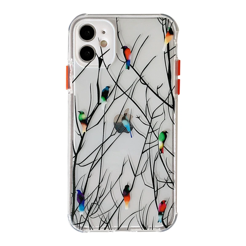 

Gimfun Beautiful Cute Birdsong Flower Phone Case for iPhone 11 11pro X XR XS Max 7 8plus Silicone Soft Shell Transparent Cover