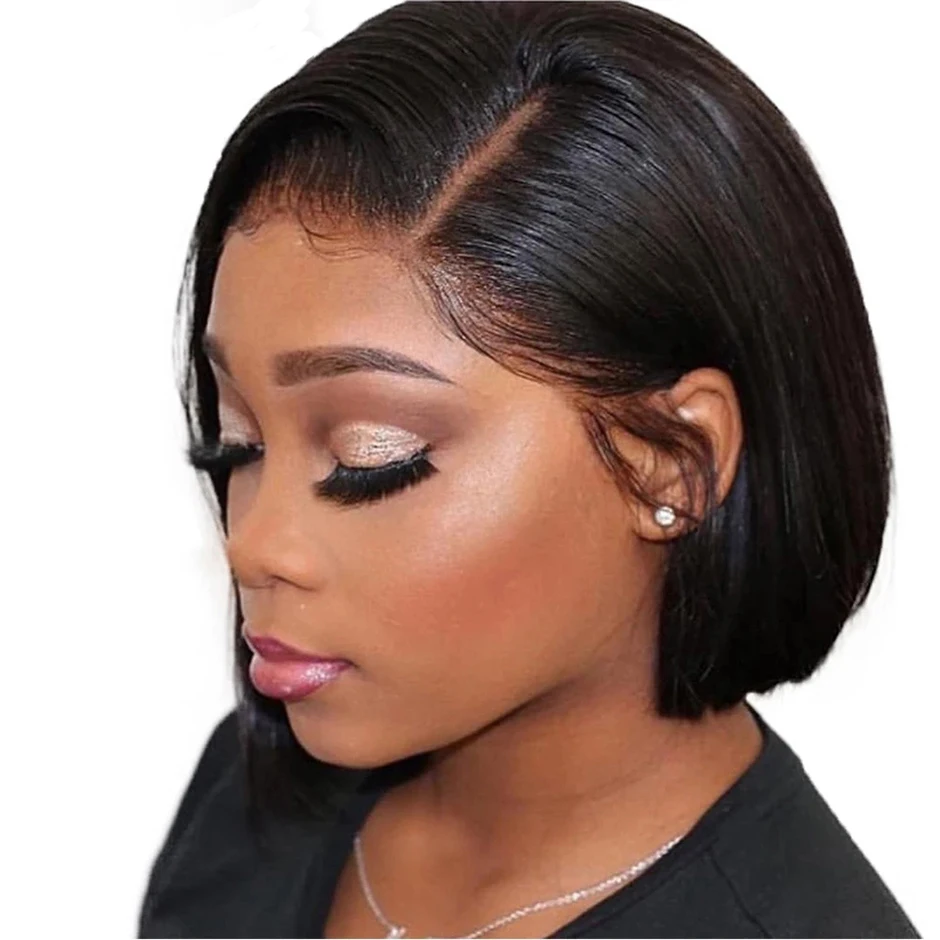 

13x4 Lace Front Human Hair Bob Wigs Pre Plucked with Baby Hair 8-16inch Straight 250 Density Short Lace Frontal Wig for Women