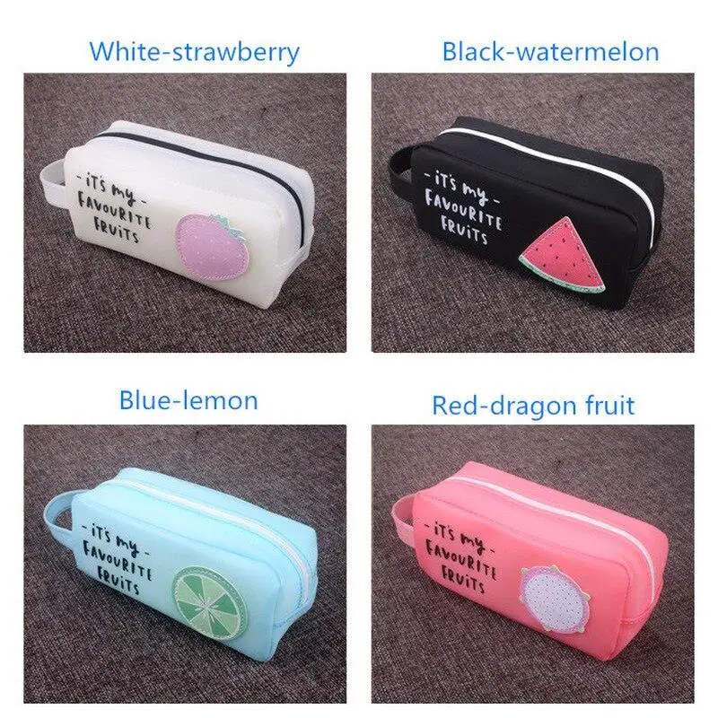 

Watermelon Strawberry Pattern Pencil Case Safety Jelly Glue Material Cartoon Stationery Box for Kids Students Boys Girls