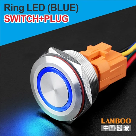B Ring Button Plug 30 мм Одноместный двухполюсный DPDT кнопочный переключатель двери схема с светильник 12V24V220V - Цвет: B Ring Button Plug