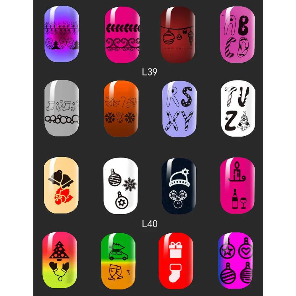 Nail Art штампованные пластины DIY Рождество и Хэллоуин прямоугольный штамп для маникюра шаблон искусства Маникюр 12 типов