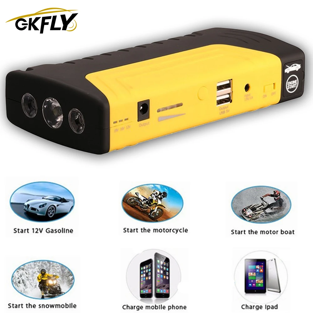 GKFLY Высокая емкость 12В автомобильный стартер Power Bank 600A портативное пусковое