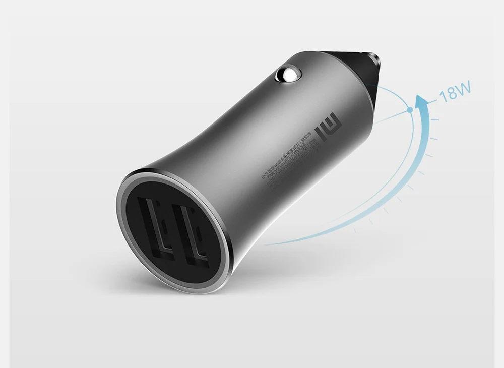Xiaomi 18W Быстрое Автомобильное зарядное устройство Белый светодиодный сигнальный фонарь зарядное устройство для мобильного телефона Быстрая зарядка два выхода USB порта Быстрая зарядка автомобиля