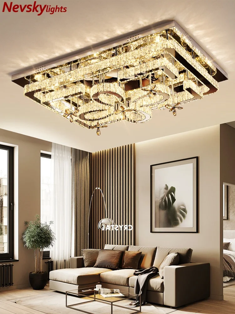 

Luxury silver ceiling lamp living room modern crystal ceiling lights bedroom led Ceiling Lamps dining crystal Fixtures kitchen