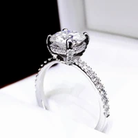 original 925 sterling silver ring finger 2ct cushion cut diamond wedding engagement rings for women topaz gemstone fine jewelry