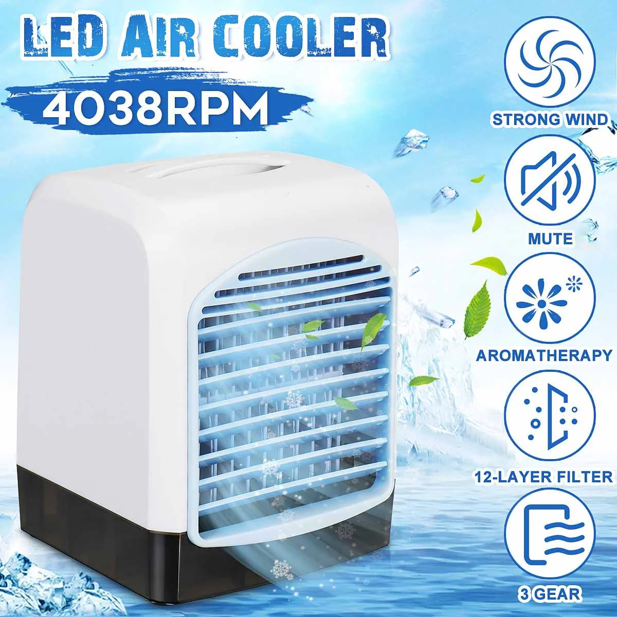 

Mini Portable Air Cooler 3 Gear Adjustable USB Air Conditioner Cooling Fan Humidification Air Purification 6 Hours Timing Fans