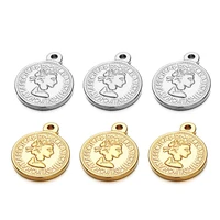 2024mm stainless steel coin small pendant 2021 fashion vintage character head diy jewelry necklace accessories 10 pieces