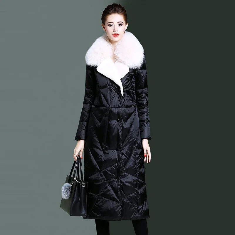 women down jacket Европейская Женская пуховая куртка женские парки длинные толстые и теплые зимние женские outerwer клиновидный вырез, v-образный вырез, женские Куртки верхняя одежда - Цвет: women down jacket