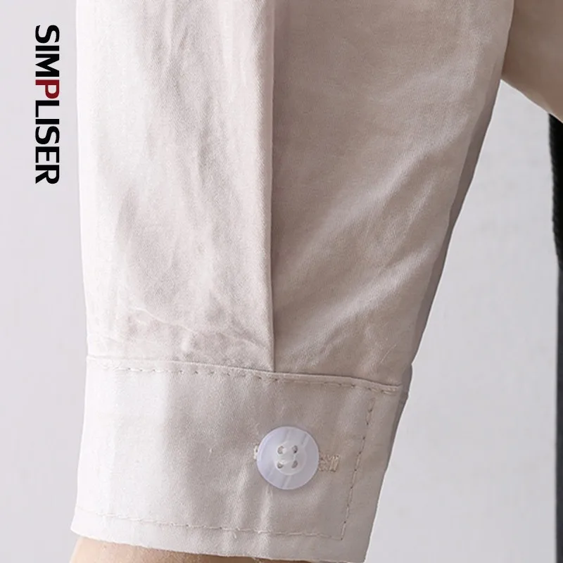 

Loose Shirts Women Beige White Cotton Blouses Long Sleeve Female Office Work Wear Tops High Quality Ladies Suit Clothes 2021 New