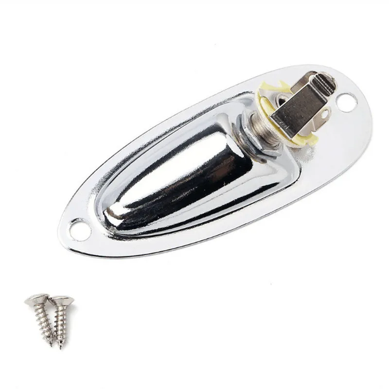 

1Pc Professional Boat Shaped 1/4" Guitar Pickup Output Input Chrome Jack Plug Socket for Strat Electric Guitars Guitar Parts