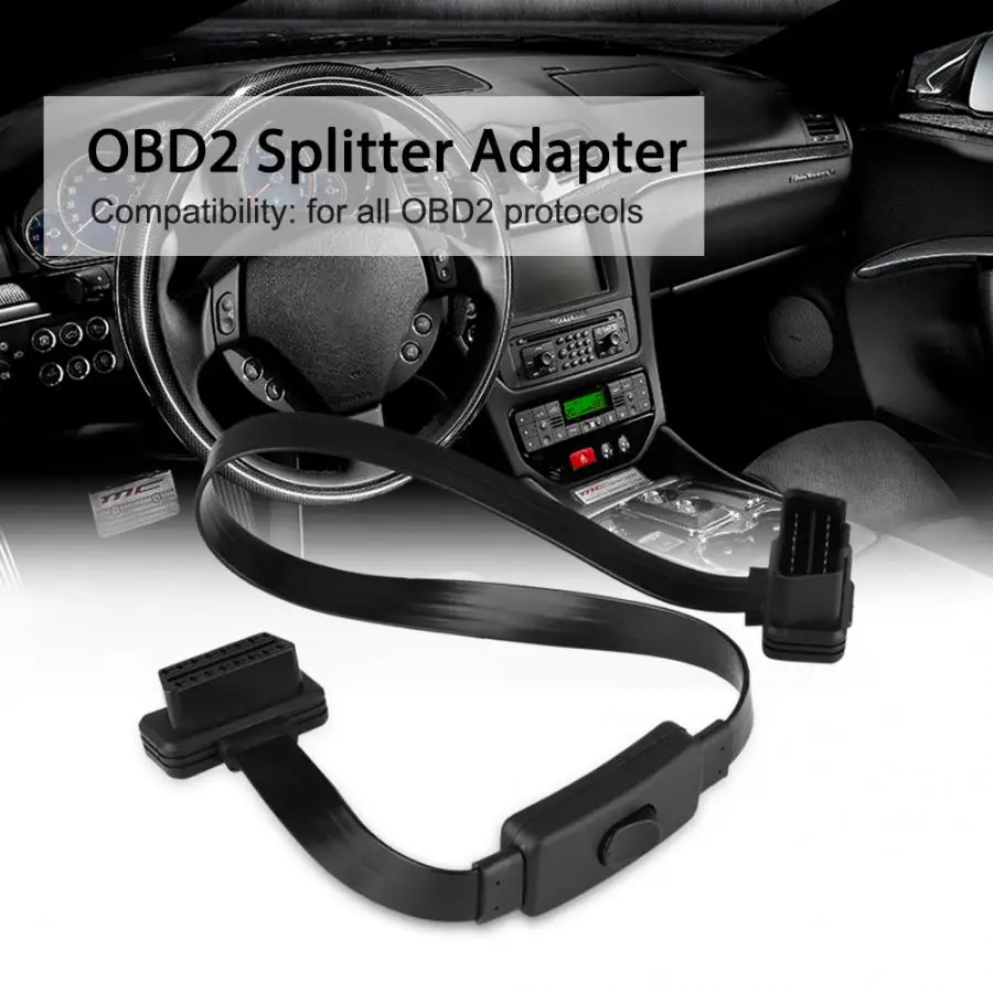 16 Pin штекер к гнезду OBD2 Удлинительный Кабель-адаптер с переключателем вкл/выкл