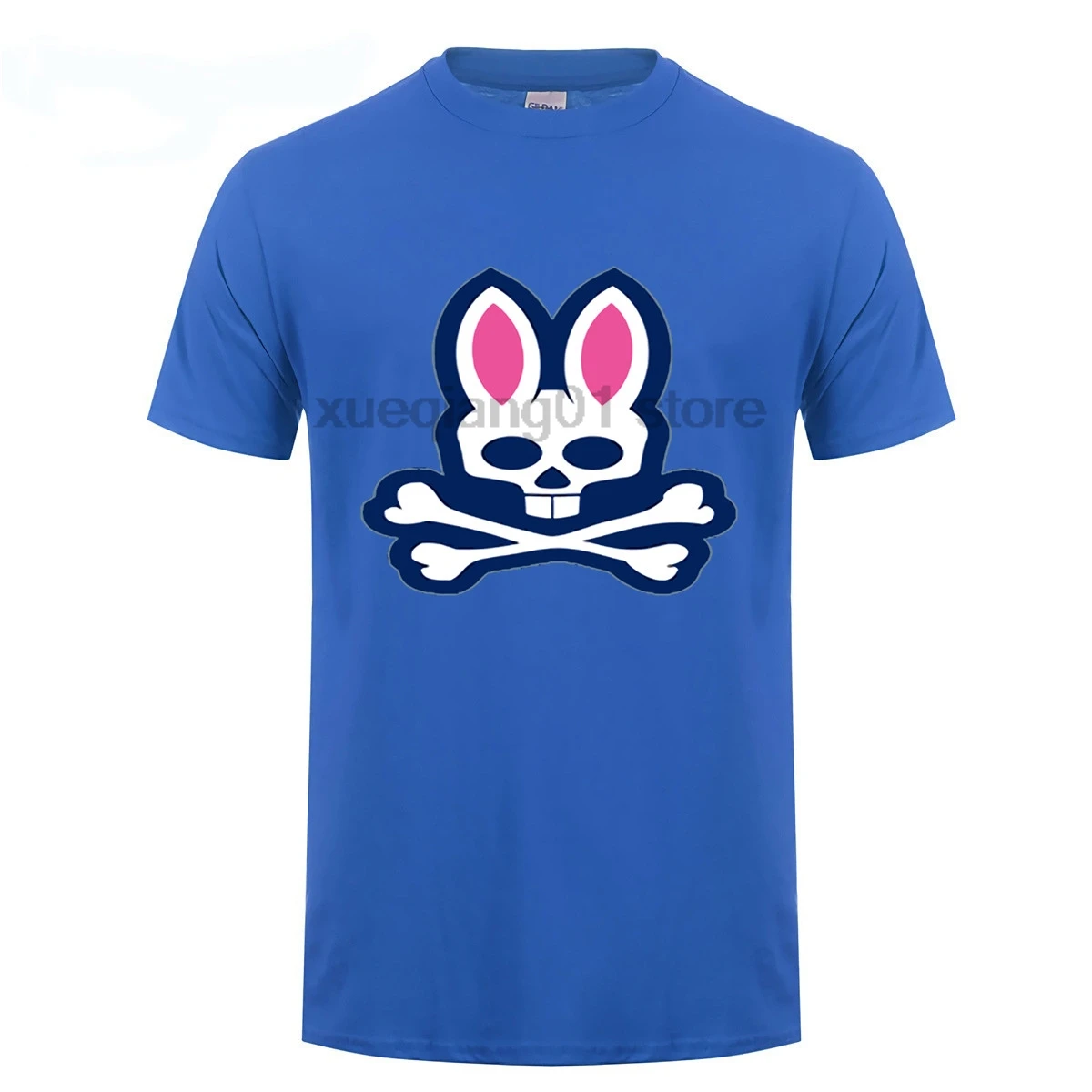 Zomer 2017 100% Katoen Grafische Psycho Bunny мужские топы Gedrukt Korte Mouw футболки с вырезом лодочкой Mouwen