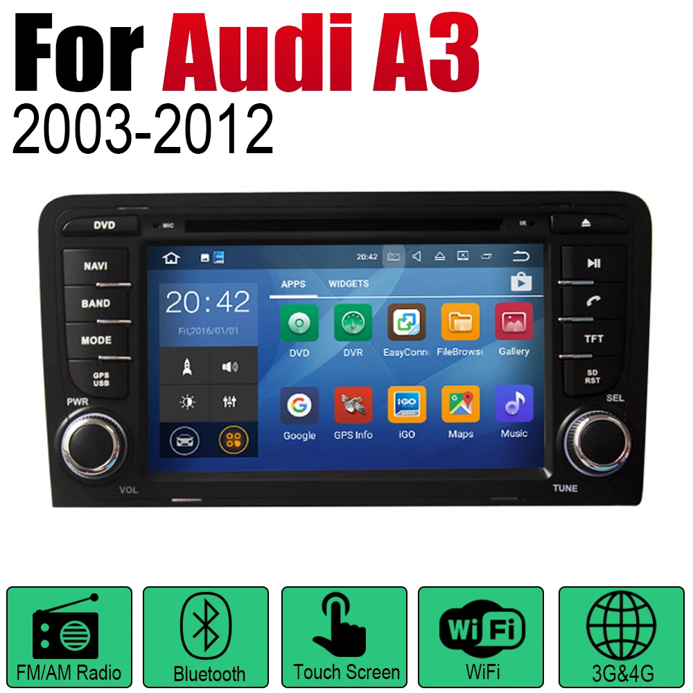Автомобильный мультимедийный плеер 2 Din Android радио для Audi A3 8P 2003 ~ 2012 MMI DVD GPS Navi