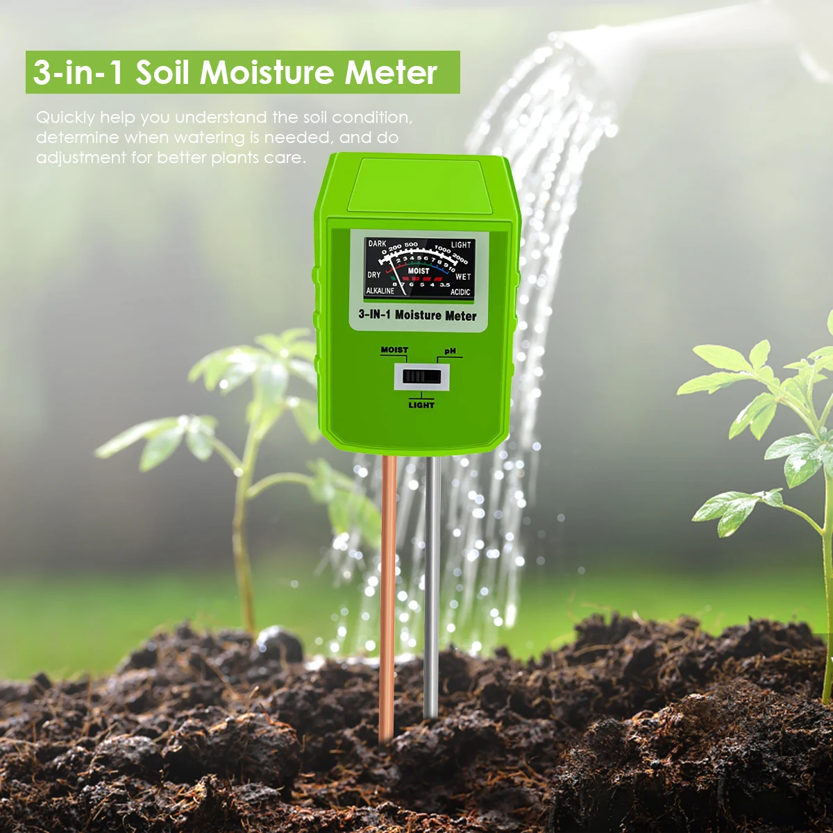 

3-In-1 Soil Tester Soil PH/Humidity/Light Meter For Indoor Outdoor Use