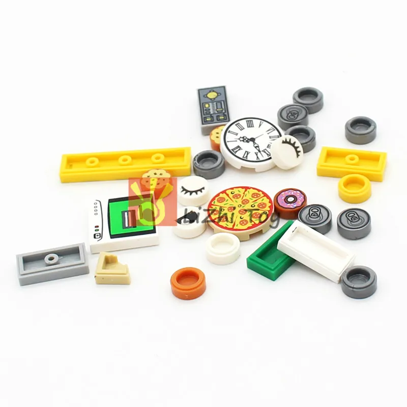 MOC Parts пицца печенье плитка 1x2 с контрольным экраном 3069 строительные блоки игрушки