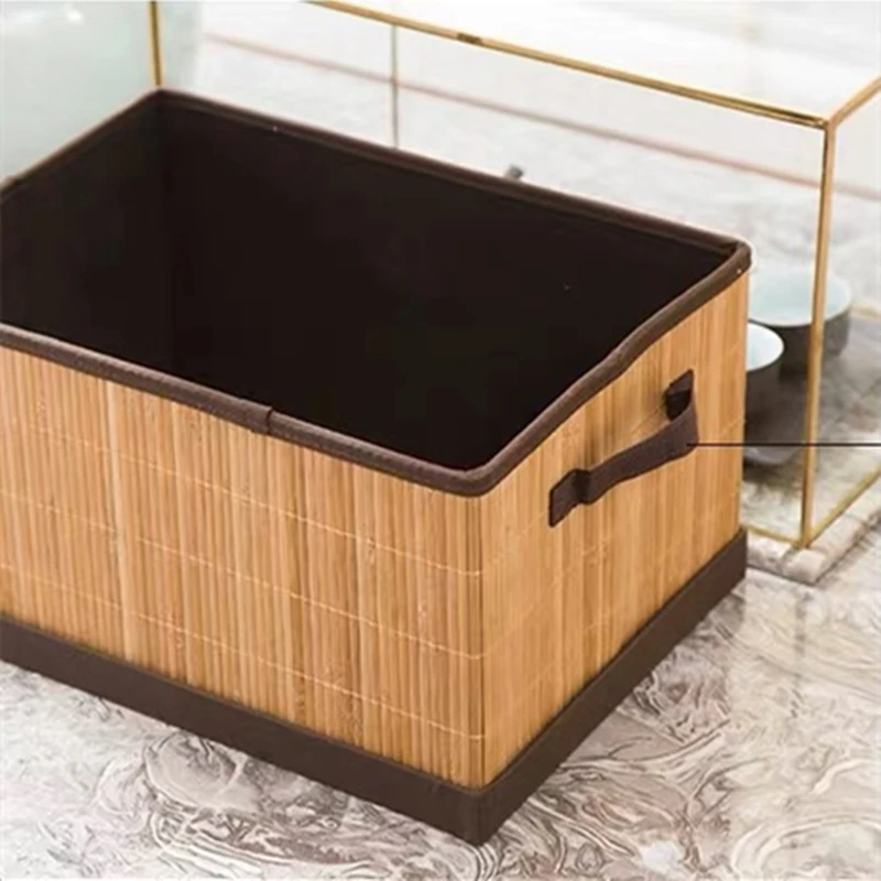 

Storage Baskets hand-made primary color bamboo woven portable cloth art sundry clothes storage box interior home decoration