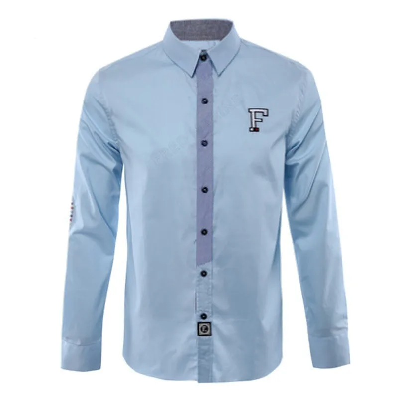 Faconnable бренд рубашки Chemise мужской Eden модная мужская одежда с длинными рукавами хлопковая рубашка Повседневная парка мужская рубашка 233 - Цвет: 187B Sky Blue