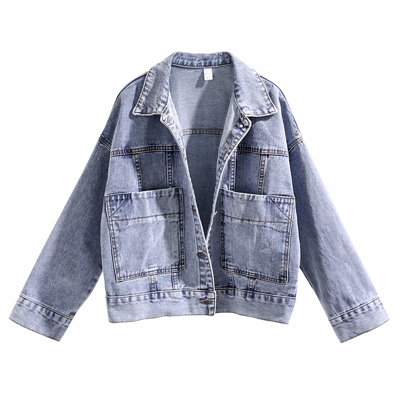 

2021 весна осень новая свободная шикарная Ins ВИНТАЖНАЯ ДЖИНСОВАЯ КУРТКА женская Свободная Лоскутная Верхняя одежда на пуговицах большого раз...