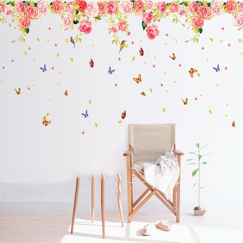 Романтические розы цветы цветущие наклейки на стену домашняя комната